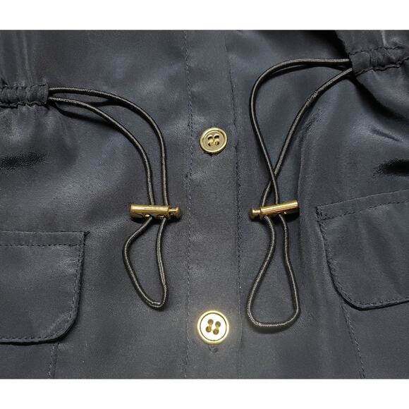 Queens Collection Black Dress Sz M Vtg Pockets Utilitychic Retro Officewear - Picture 6 of 11